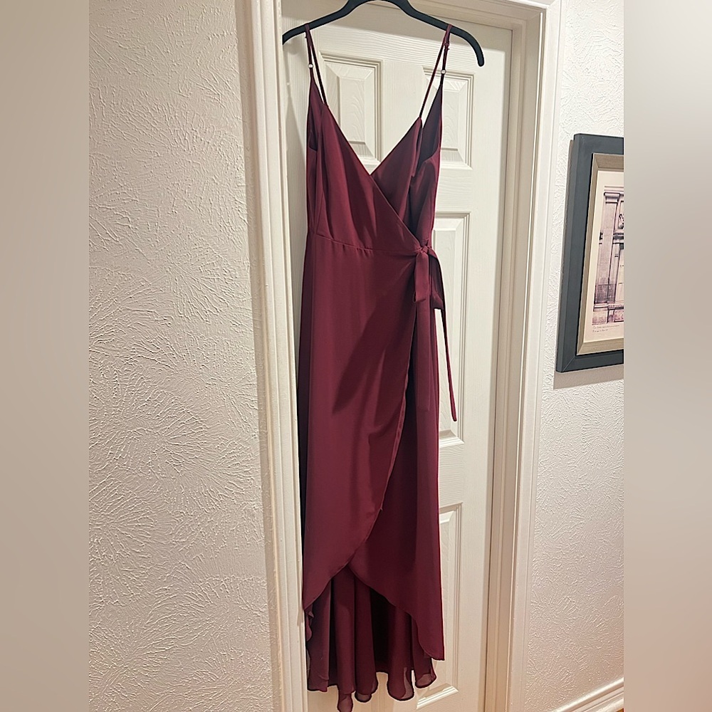 Show Me Your Mumu Mariah Wrap Dress Merlot Chiffon Women’s Large - Picture 6 of 7